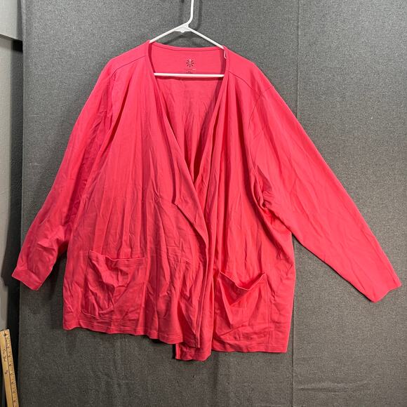 Isaac Mizrahi LIVE! Essentials Pima Cotton Cardigan Strawberry Pink Size 4X - Picture 1 of 10